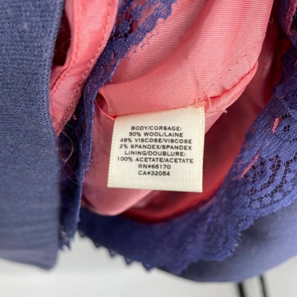 ANTHROPOLOGIE Moulinette Soeurs Wool Blue Gold Button Ruffle Sleeveless Dress 2 - Picture 7 of 7